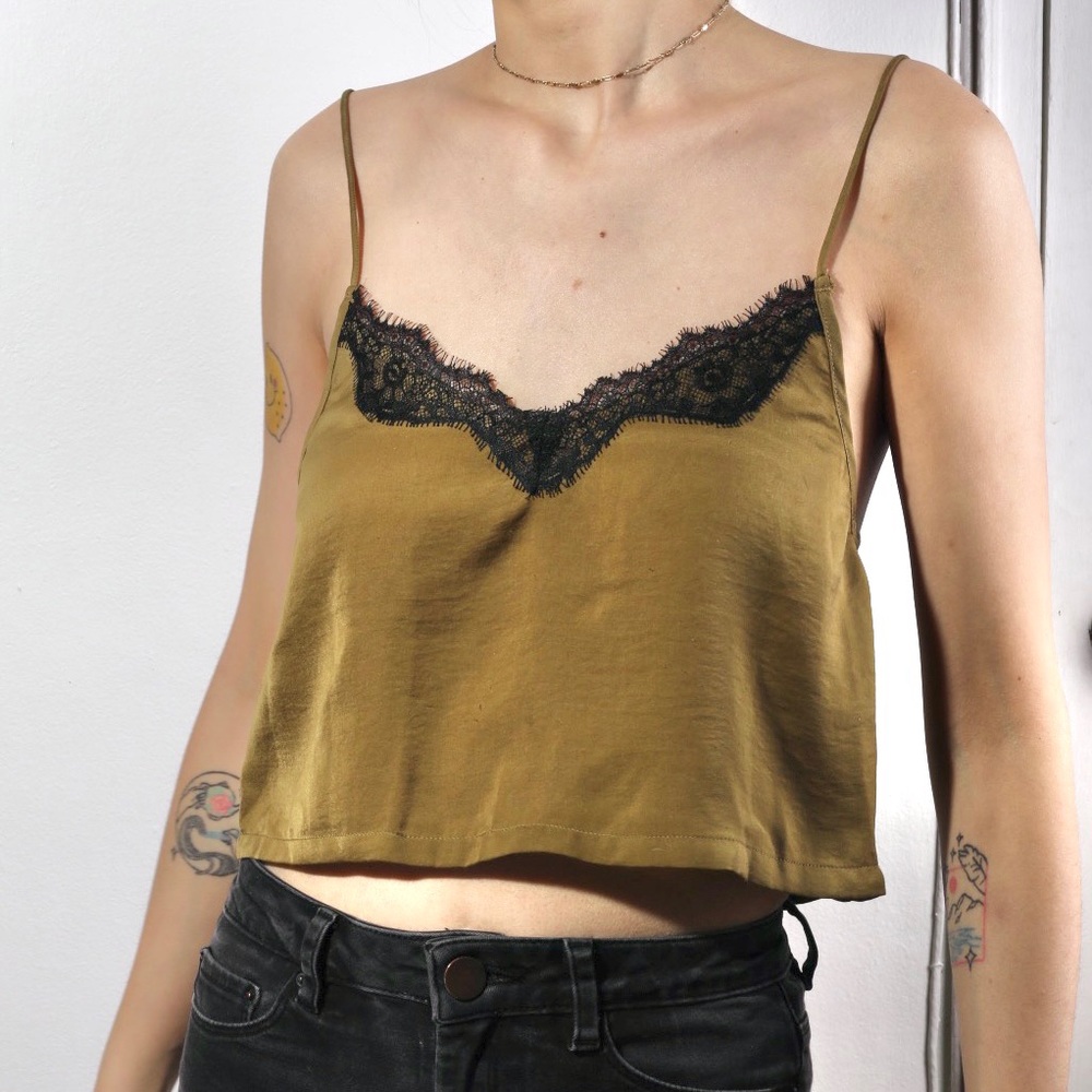 Out from under lace olive camisole tank